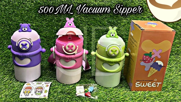 Restocked at reduced price 500 ml vaccum steel Insulated sipper bottle Box packing With strap, stickers n silicon add ons