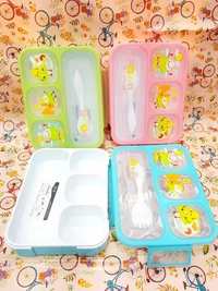Homeoculture 3 compartments and 4 compartments  spill proof airtight tiffin box Spoon included  Color random only