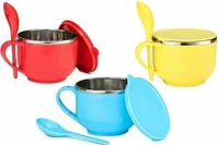 New multicolor maggie cum soup bowl Steel inside 600 ml Color random only