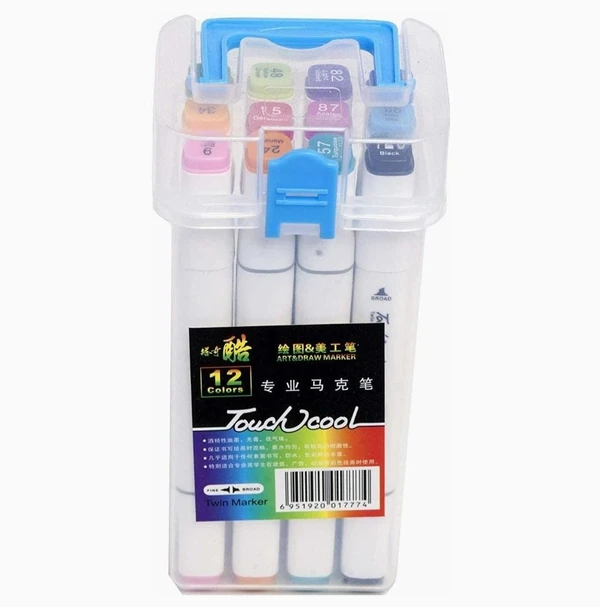 Homeoculture Touch cool heavy quality Marker  Dual tip Marker with box packing 12 shades