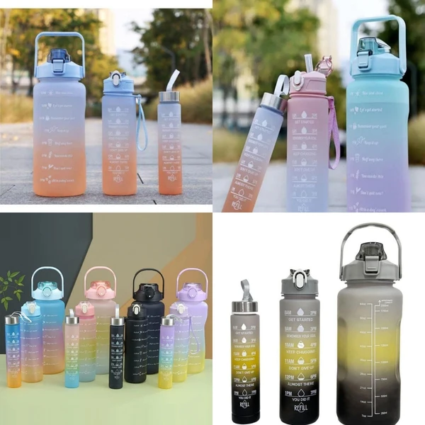 Homeoculture Now in stock combo of 3 stay hydrated bottles Small 300 ml Medium 900 ml Big 2000 ml