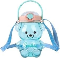 Cute teddy shape sipper bottles with straw Capacity 1500 ml Plastic BPA free Color random only