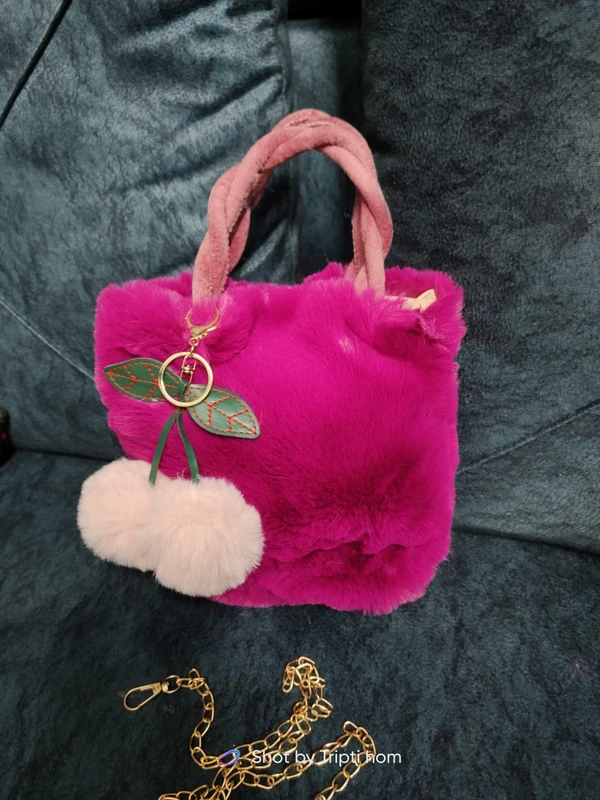 Homeoculture Premium quality fur purse with sling chains Real pic shared Over 10 colors available