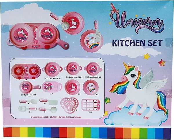 Homeoculture Plastic Unicorn Kitchen Set | Brings Imaginary Cooking | Bring Smile on Your Little Girls Face with This Unique Kitchen Set