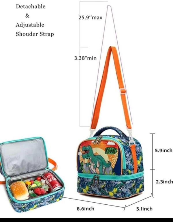 Real pic shared Mermaid n dino premium quality lunch bags with sling n 2 compartments