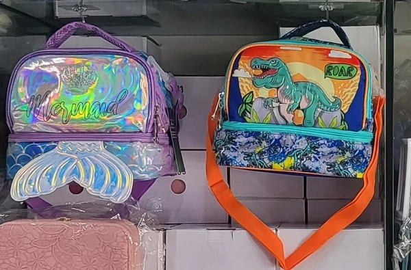 Real pic shared Mermaid n dino premium quality lunch bags with sling n 2 compartments