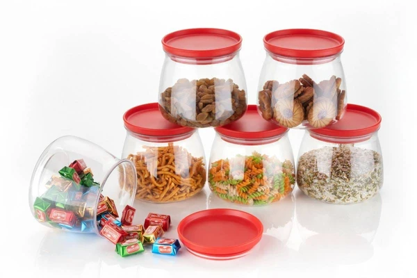 Pack of 6 small aur tight marki shaped plastic containers