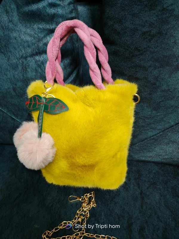 Homeoculture Premium quality fur purse with sling chains Real pic shared Over 10 colors available