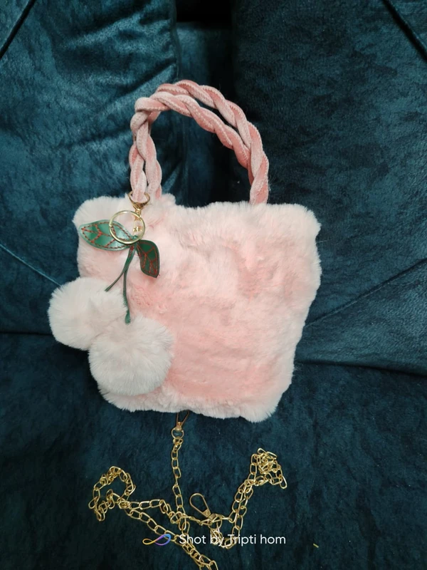 Homeoculture Premium quality fur purse with sling chains Real pic shared Over 10 colors available