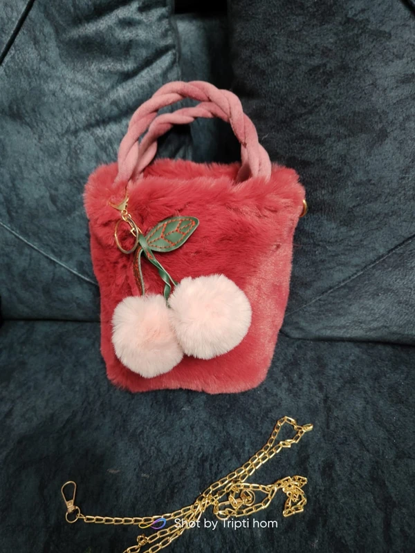 Homeoculture Premium quality fur purse with sling chains Real pic shared Over 10 colors available