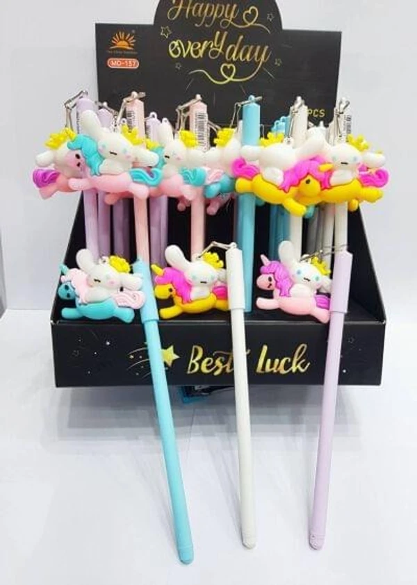 Premium quality hanging pens in silicon  5 variants available Duck Doraemon  Unicorn Space Dinosaur set of 12