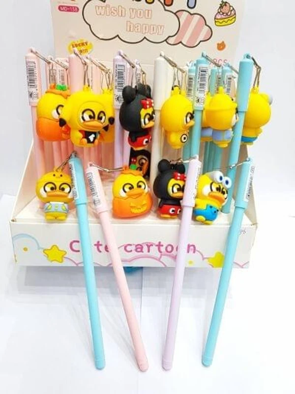 Premium quality hanging pens in silicon  5 variants available Duck Doraemon  Unicorn Space Dinosaur set of 12