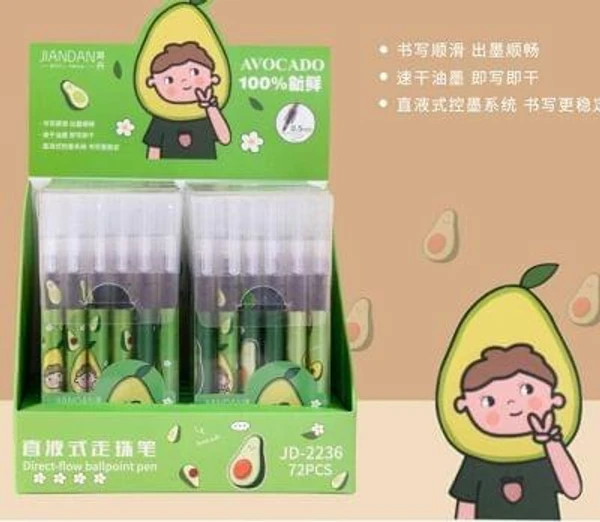 Direct Flow Ballpoint Pen  Pack Of 6   Very Good Quality   3 Theme Available  Space Avacado Dinasaur