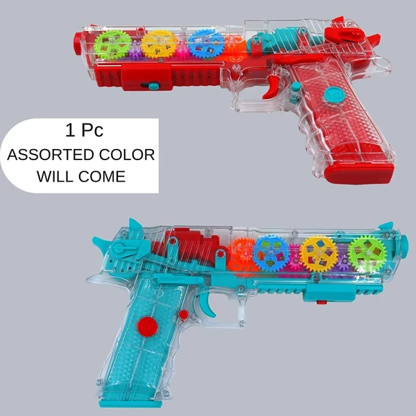 3D Transparent Gun Toy for Kids with Multi Musical Blaster with Moving Gears Concept Gun Toys with Colourful Flashing Light, Music Toy for Boys Girls Kids, Great Birthday Gift