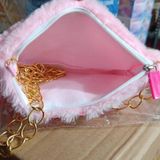Unicorn fur sling pouch with popit patch  8x5 inches