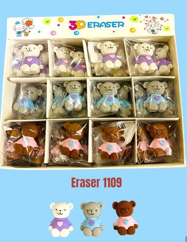 Cutest ever mini eraser Teddy 🧸 n elephant 🐘 pack of 12