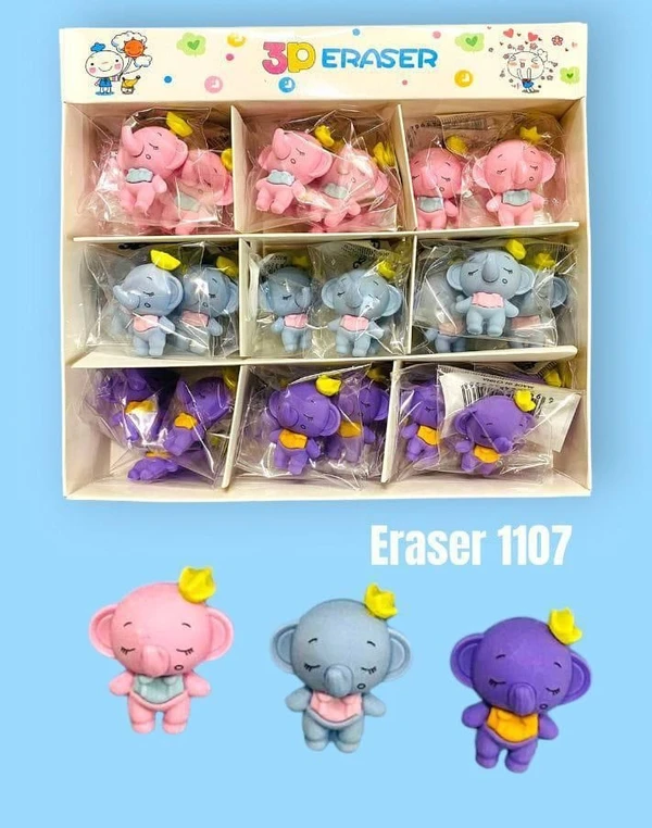 Cutest ever mini eraser Teddy 🧸 n elephant 🐘 pack of 12