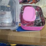 Budget steel lunch box with veg dibbi and spoon Box packing Colors mix