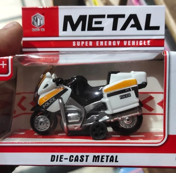 Imported Stuff Metal Die cast Pull Back Model COP Motorbike, Metal Diecast Toy Vehicle Bike/B’Day Return Gift