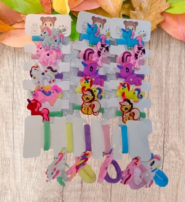 New unicorn rubber bands for girls 5 pcs in one card