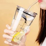 New glass tumbler with straw and airtight lid  Capacity 450 ml