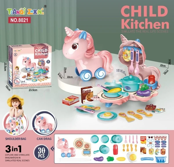 Homeoculture Unicorn child kitchen game  3 in 1 action