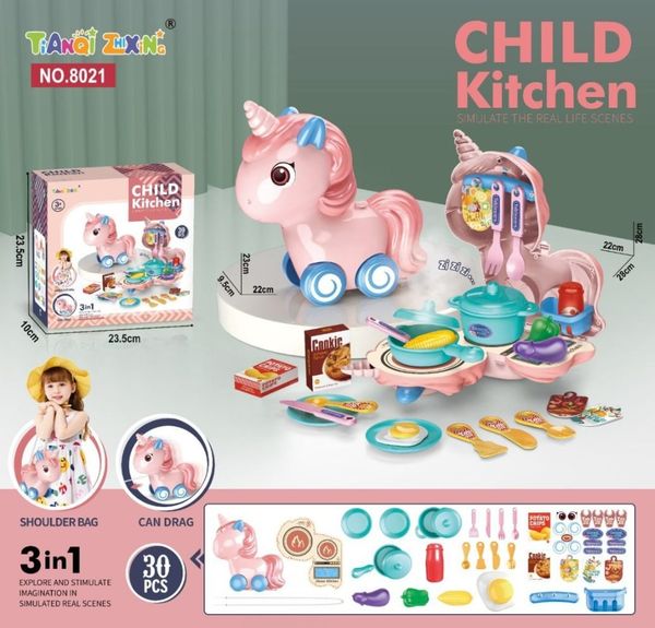 Unicorn child kitchen game  3 in 1 action