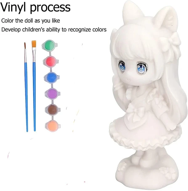 New diy doll coloring kit with colors, brush and stones