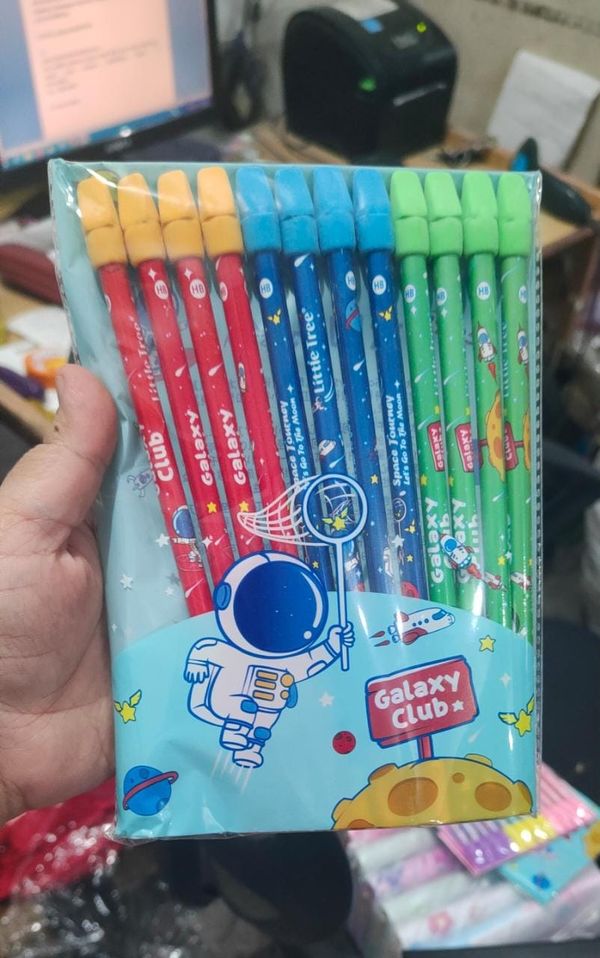 Little tree brand pencil sets in stock contains 12 pencil with eraser heads 2 themes available Mermaid Space