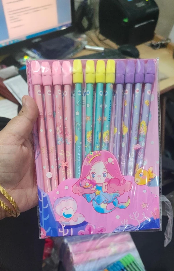 Little tree brand pencil sets in stock contains 12 pencil with eraser heads 2 themes available Mermaid Space