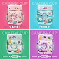 Homeoculture Camera Water Bottle, 450ml Camera-shaped Straw Cups Bottle Color random only