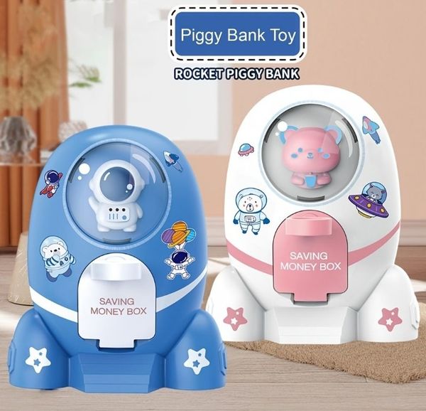 Rocket Piggy Bank ATM Piggy Bank Hucha electrónica para niños a partir de 2  años y adolescentes Azul Macarena Hucha Cohete