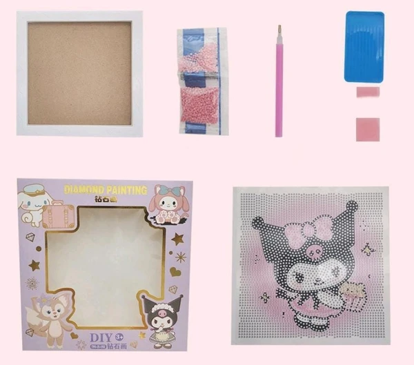 Homeoculture Children'S Handmade Diy Diamond Drawing Framed Cartoon Girl Toy Sticker Material Package