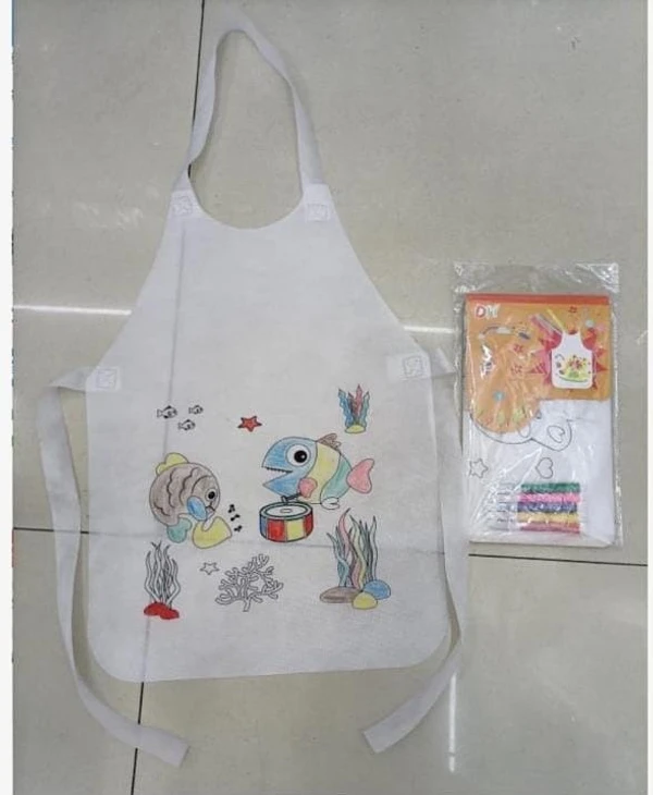 New diy apron coloring kit Best for return gifts  Apron is made of cloth and is reusable Colors and brush included