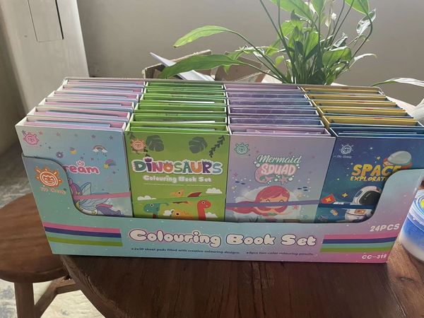 Coloring book with colors restocked