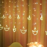 Homeoculture Diwali Diya Curtain Lights, String Lights with 12 Hanging Diya 138 LED String led Light 2.5 Meter, 8 Flashing Modes, Decoration, Festive Home Décor