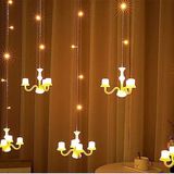 Chandelier Curtain String Lights with 8 Flashing Modes