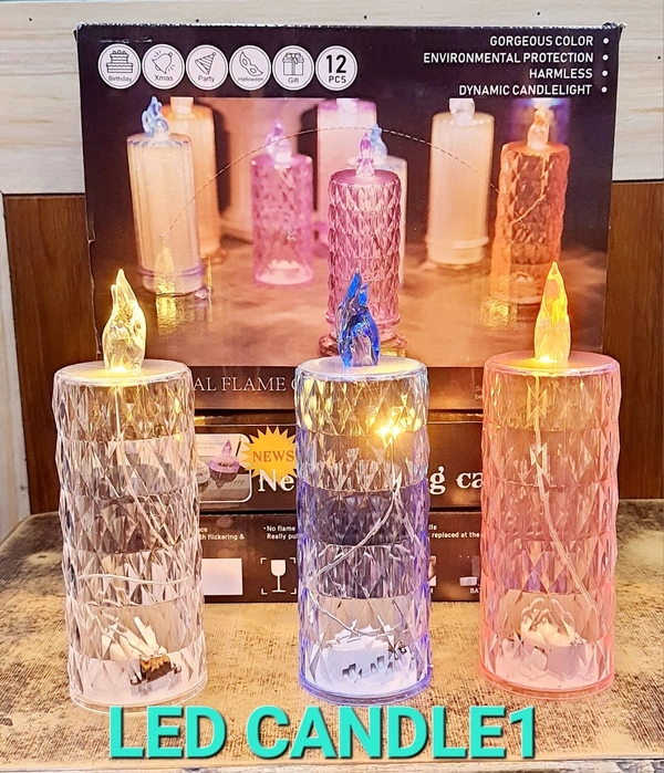 Homeoculture Led crystal look candles 15 cms approx with on and off button pack of 3