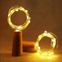 Homeoculture 20 LED Warm White Cork Light Copper Wire String Lights, 2M Battery Operated Wine Bottle Fairy lights  Pack of 2
