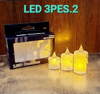 Homeoculture Led crystal look candles set of 3 with melted wax effect 2 sizes available With n without attached stand Real pic shared