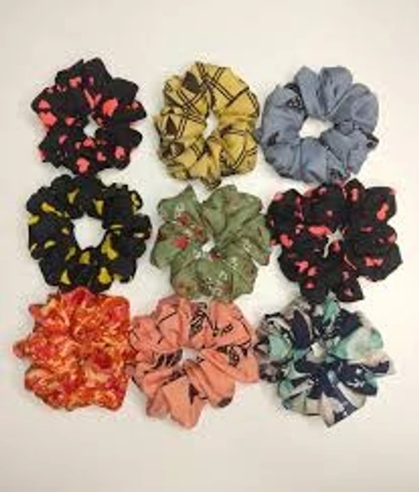 Printed cotton scrunchies pack of 12