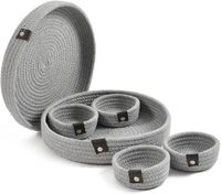 Jute Natural Handmade Rope Dry Fruit Container Tray for Your Home & Kitchen (1 Lower Tray, 4 Bowl 1 Tray Cover)
