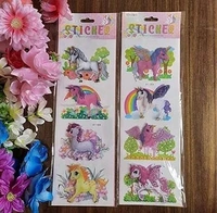 Homeoculture Unicorn Stickers (Set of 2 Cards) 3D Puffy Cute Stylish Printed Stickers Diary Notes for Kids/Craft Scrapbooking| Pinata fillers|
