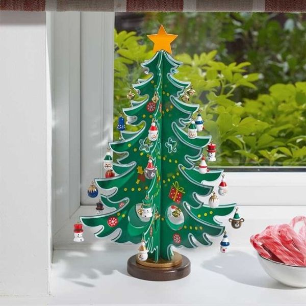 Wooden Christmas tree with decorative toys 28*18 cms