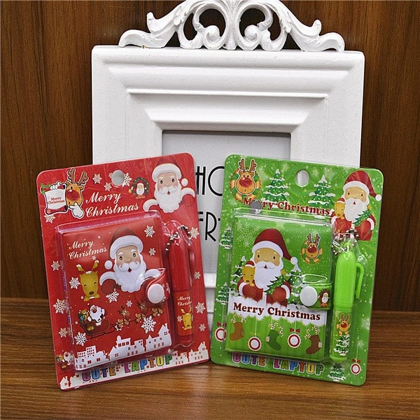 Christmas button lock diary with mini pen Color random only