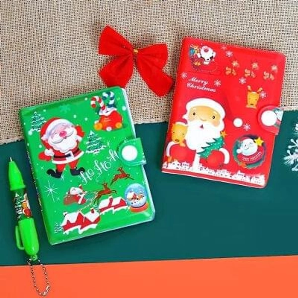 Christmas button lock diary with mini pen Color random only