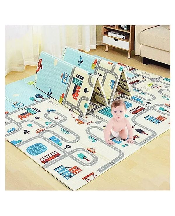 Anti-skid Thicken Foldable Foam Baby Play Mat Early Learning Cognitive Playmat For Large Mats Double Side Soft Baby Play Crawl Floor Mat Waterproof Portable Outdoor/Indoor Use (Multicolor)Size 4*6 feet