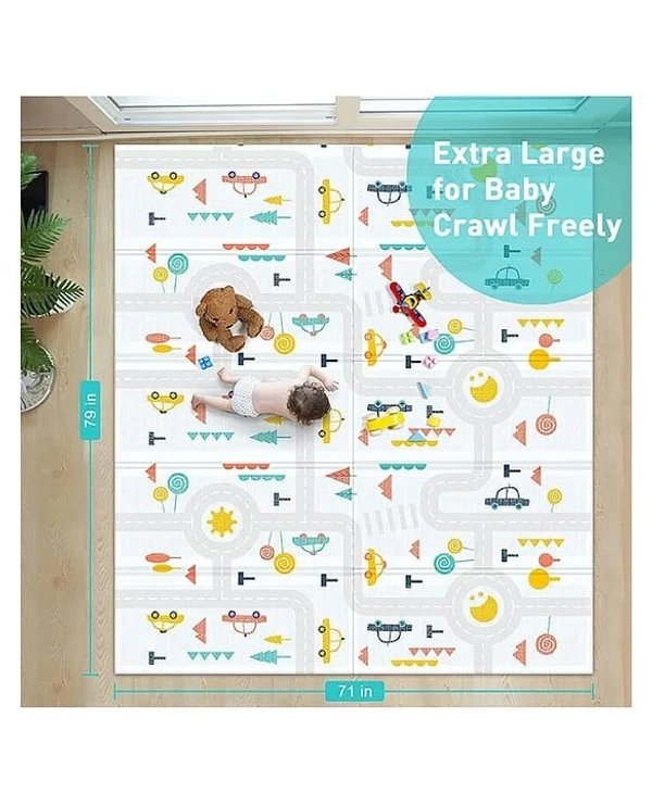 Anti-skid Thicken Foldable Foam Baby Play Mat Early Learning Cognitive Playmat For Large Mats Double Side Soft Baby Play Crawl Floor Mat Waterproof Portable Outdoor/Indoor Use (Multicolor)Size 4*6 feet