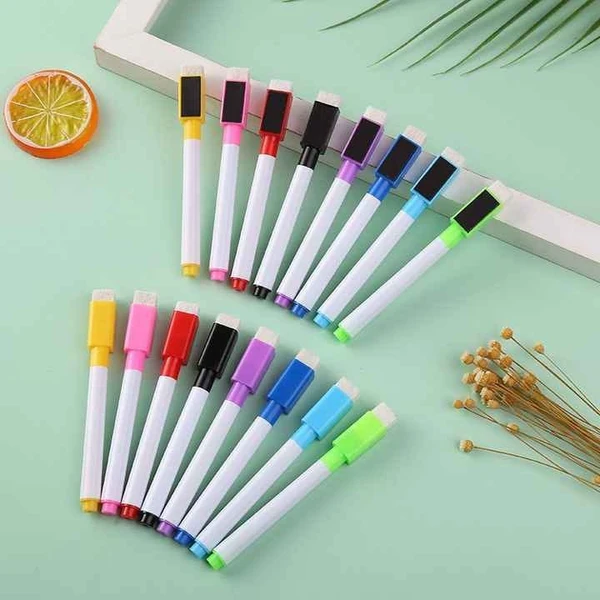 Homeoculture Magnetic white board marker with duster  pack of 10