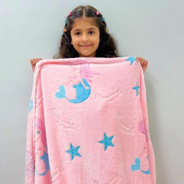 Glow in the dark blanket restocked in smaller, single size 182*121 cms Newest theme mermaid n astronaut available